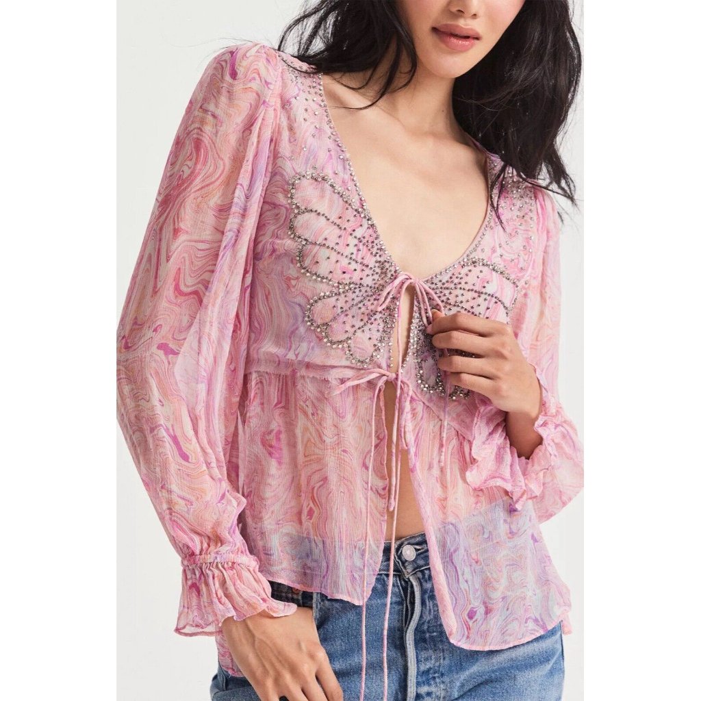 Loveshackfancy Dante Blouse Pink Kiss